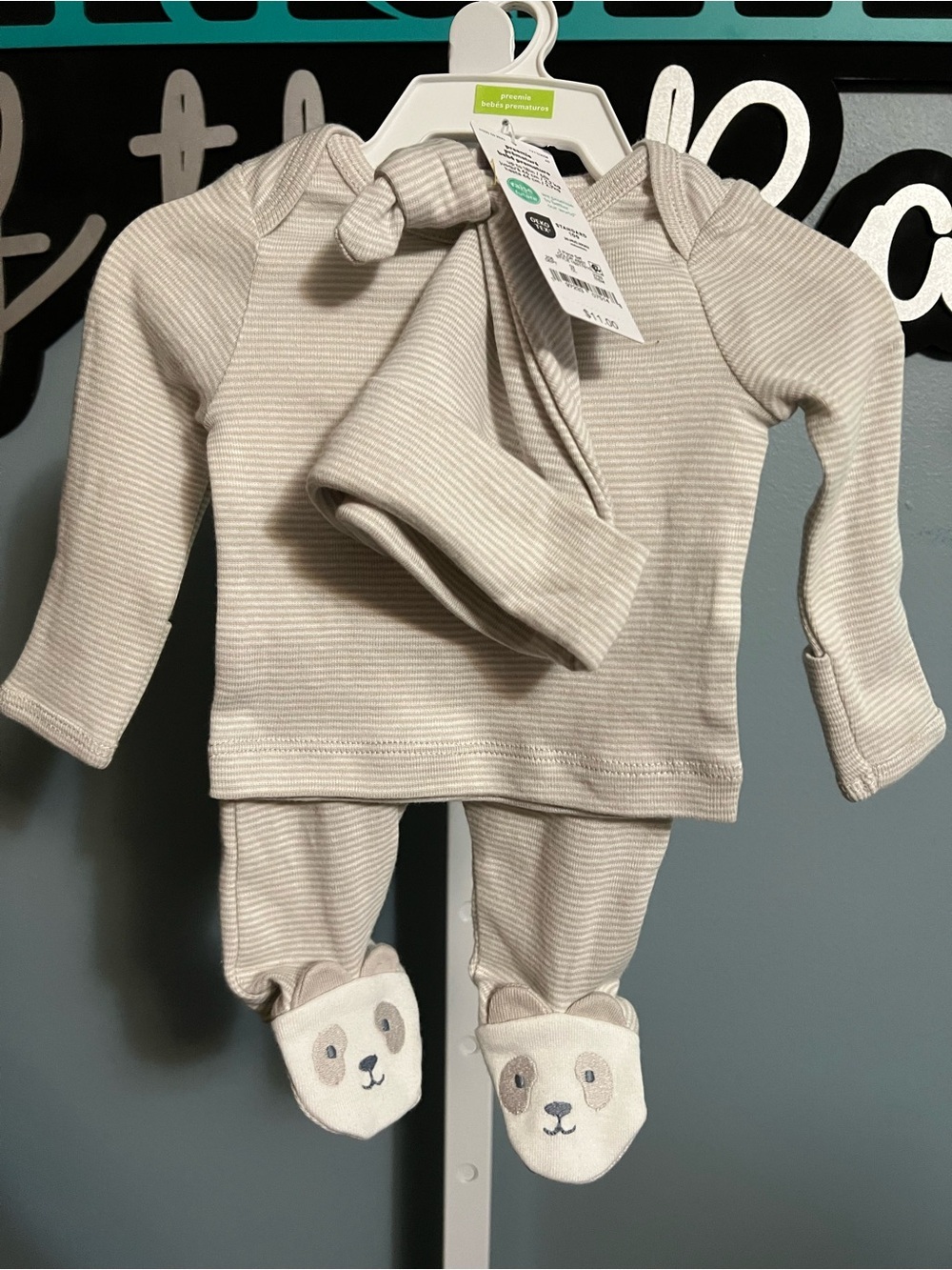 Carter’s Just One You Neutral Preemie Striped Baby 3-Piece Set with Footies NWT
